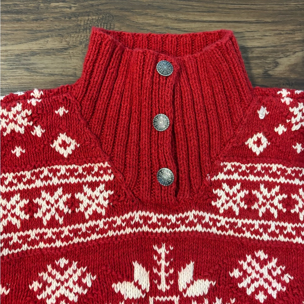 Vintage Ralph Lauren Hand-Knit Red and White Snowflake Sweater Cotton XL - Picture 3 of 9